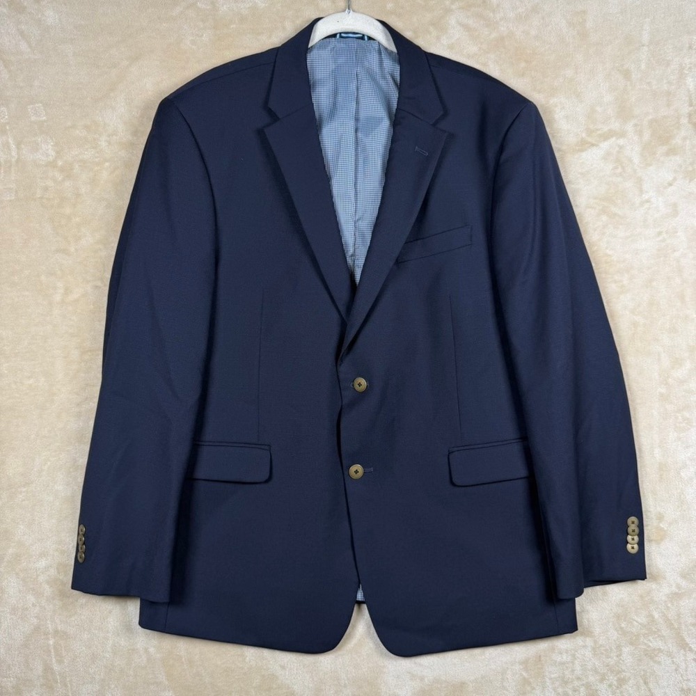 Tommy Hilfiger Mens 44R Navy Blue Wool Blend Two Gold Button Blazer Jacket